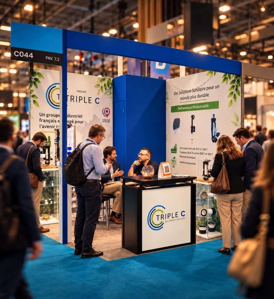 Visiteurs sur le stand TRIPLE C C044 au salon IDEOBAIN 2026